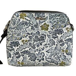 Furla Floral Embossed Soft Leather Crossbody Bag Made in Italy Genuine Leather